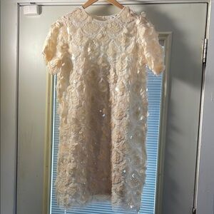 Zara Elegant Cream Textured Dress